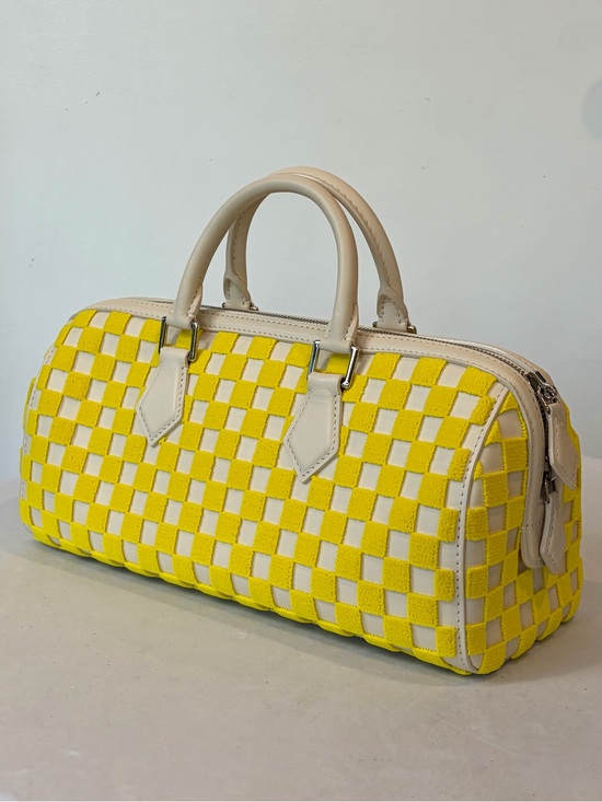 Louis Vuitton Handbags - Louis Vuitton 2013 LTD Damier Plush Cube Speedy EastWest, yellow/silver, EUC🦄